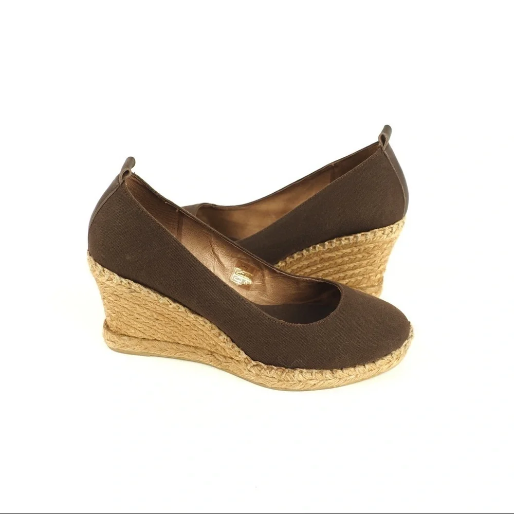 Gaimo sz 40/US 10 brown espadrille wedges